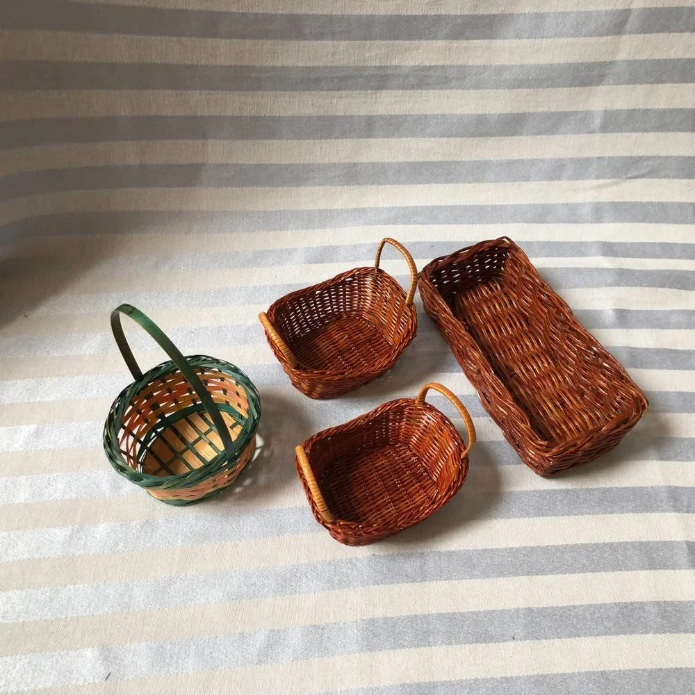 2x Longaberger Baskets + 4 other small wicker baskets (6 total)
